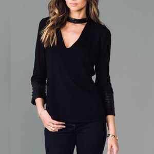 Black Long Sleeve Keyhole Neckline